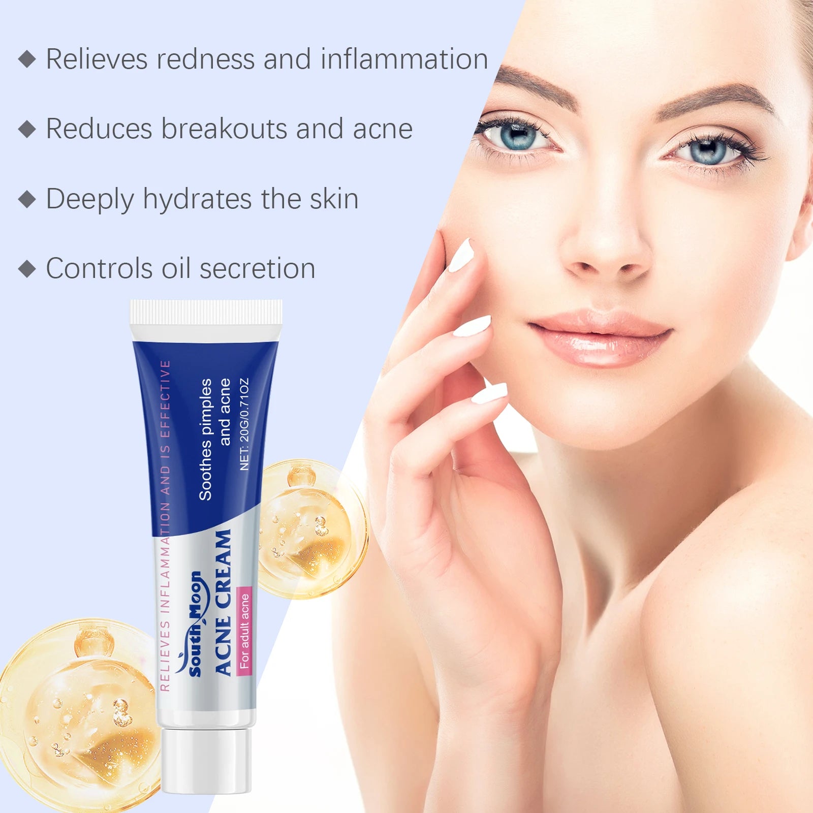 20/40/60G anti Acne Cream Oil Control Repair Pimple Spot Remove Acne Mark Cleaning Refreshing Moisturizer Skin Pore Shrink Cream